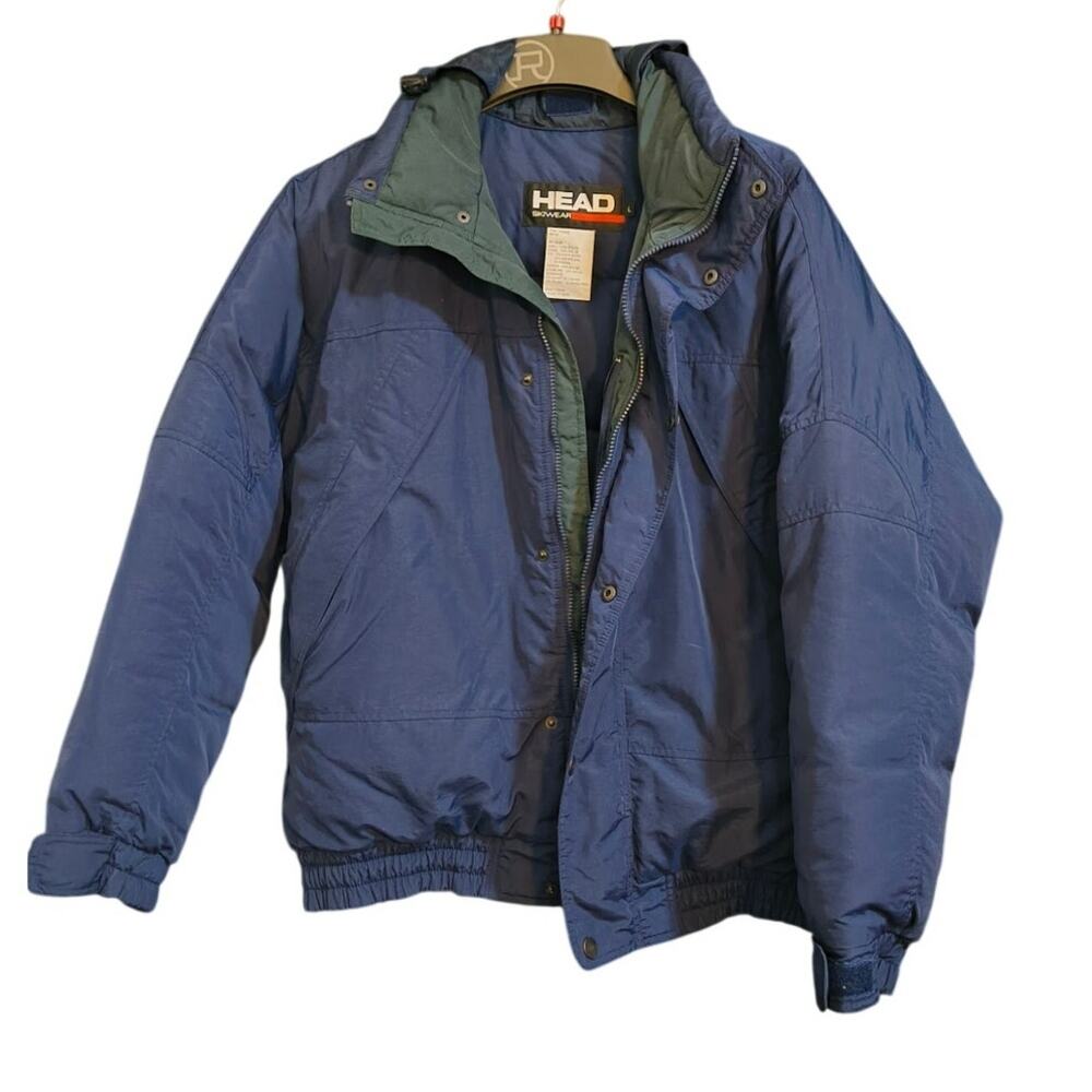 Head Skiwear Duck Down Waterfowl Feather Navy and Green Puffer Jacket Large 90's